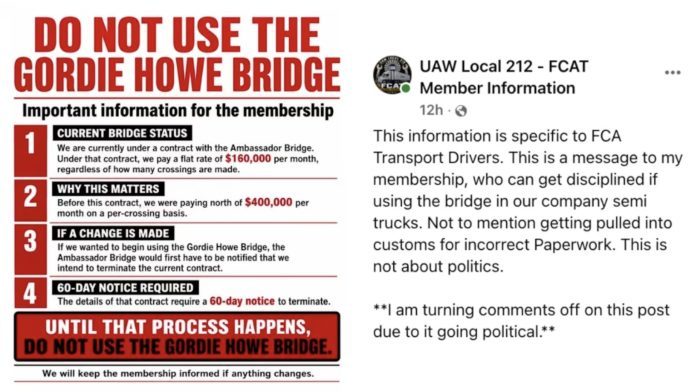 Capture d'écran faite par Automotive News UAW Local 212 FCAT