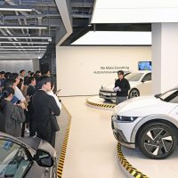 IONIQ 5 d'essai exposé au Vehicle Workshop de 42dot pendant la journée média | Hyundai Motor Group IONIQ 5 d'essai au Vehicle Workshop de 42dot